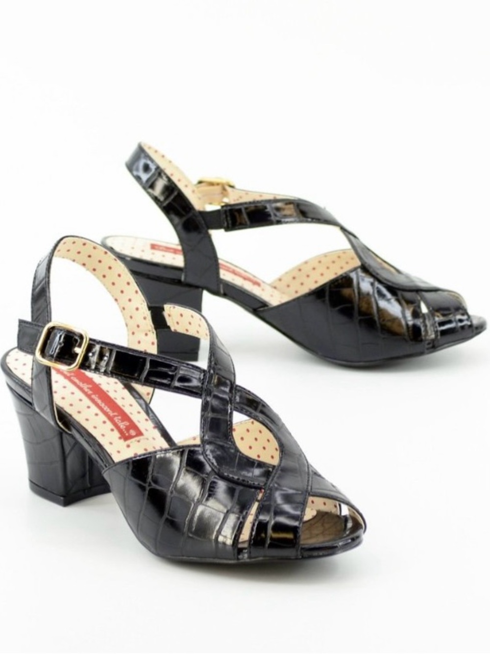 BAIT Footwear Black Rosita Peep Toe Low Heel